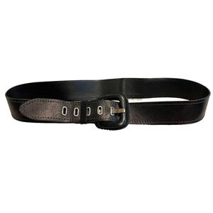 Fossil Womens Black Genuine Leather Belt 2" Wide Buckle Max 40" Classic Chic